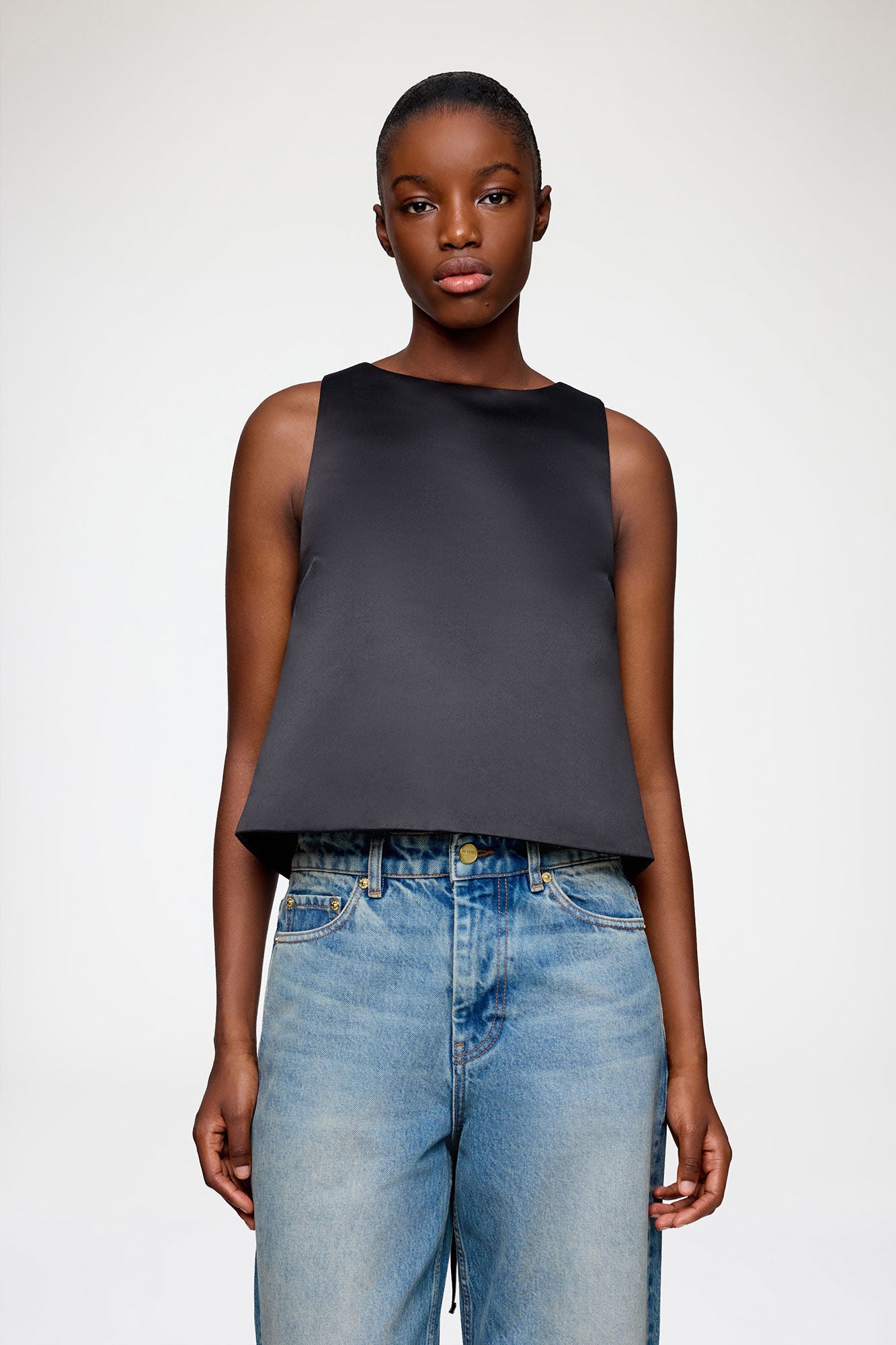 Top in Black Satin - GANNI