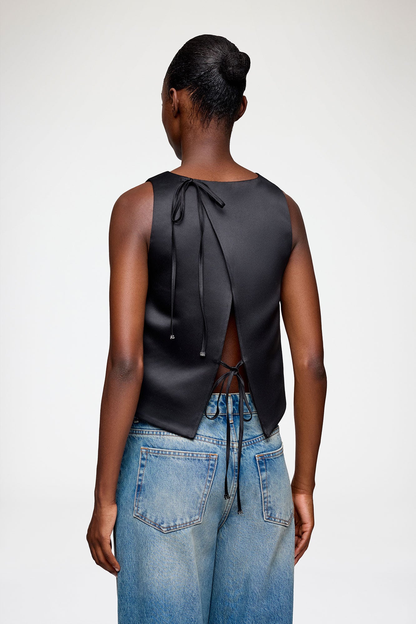 Top in Black Satin - GANNI