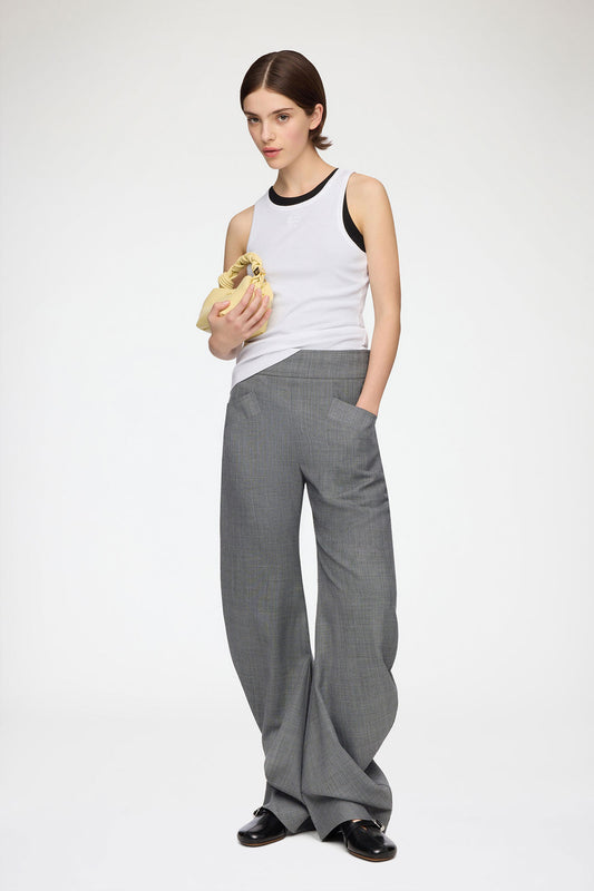 Pants in Grey Wool Melange - GANNI
