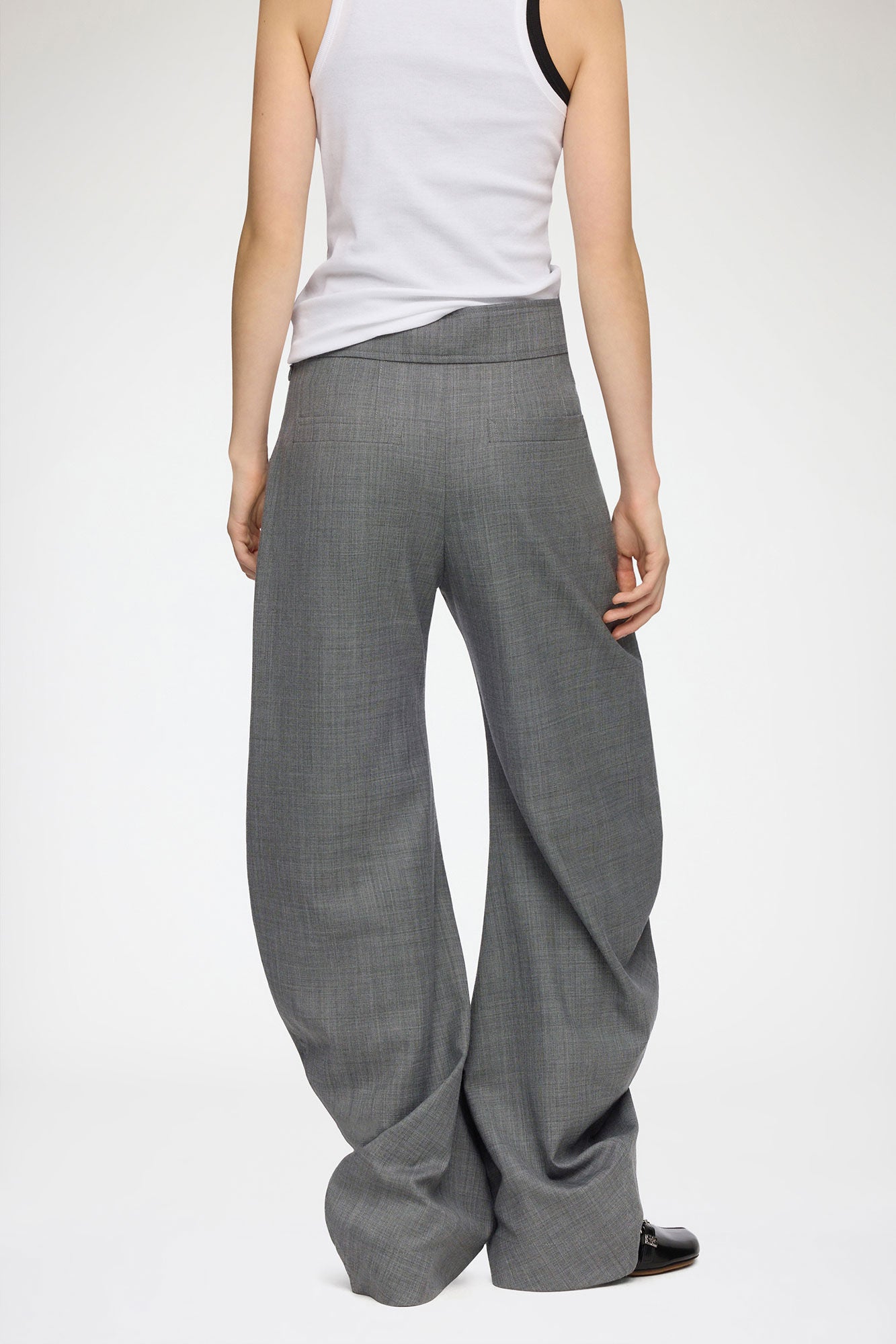 Pants in Grey Wool Melange - GANNI