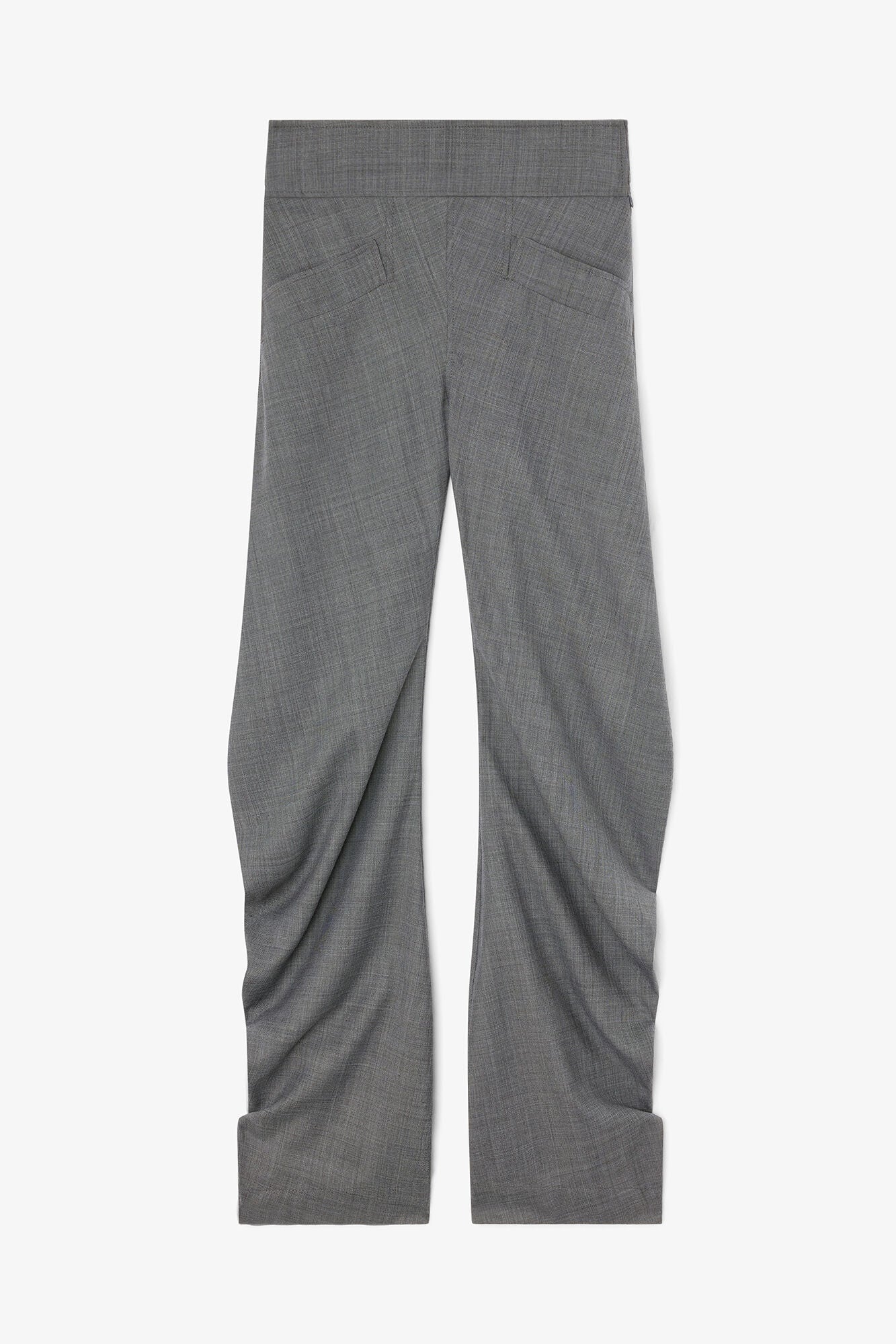 Pants in Grey Wool Melange - GANNI