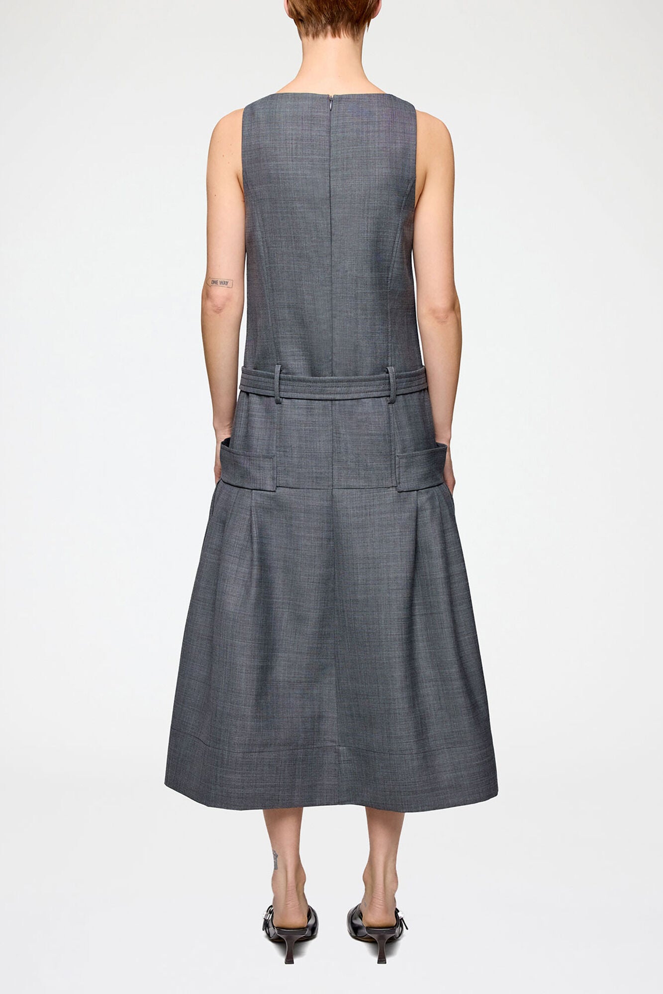 Dress in Grey Wool Melange - GANNI