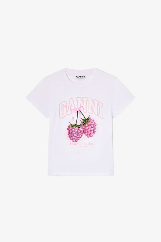 Baby Fit T-shirt with Raspberry - GANNI