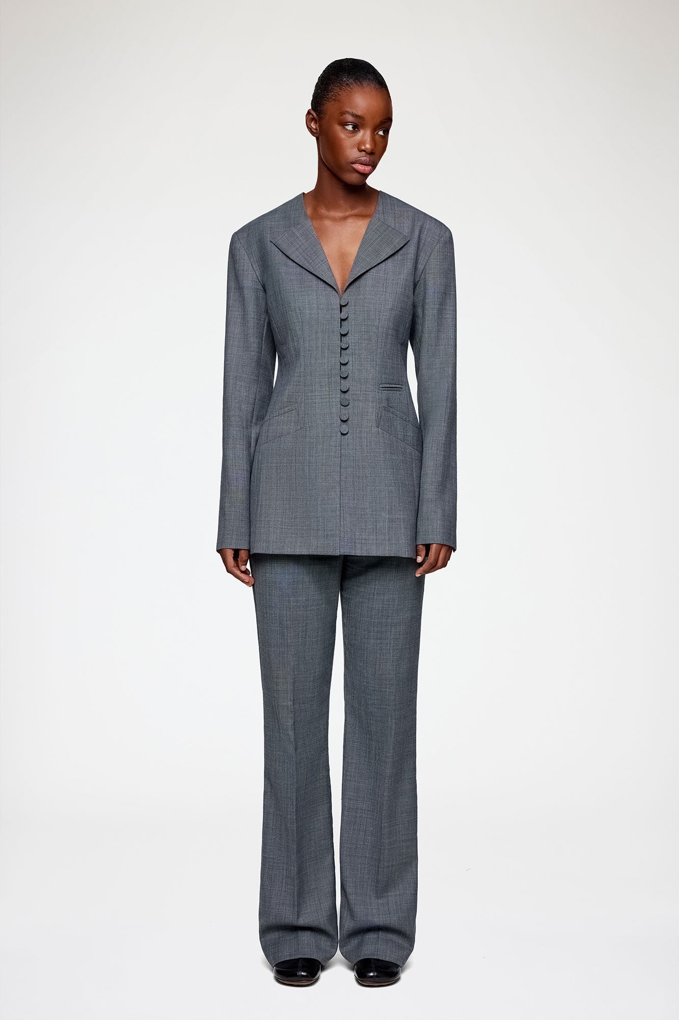 Blazer in Grey Wool Melange - GANNI
