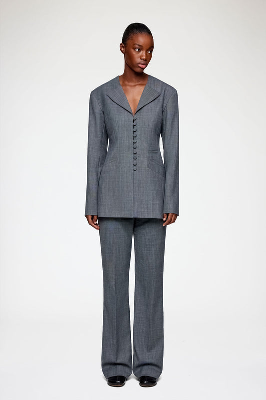 Blazer in Grey Wool Melange - GANNI