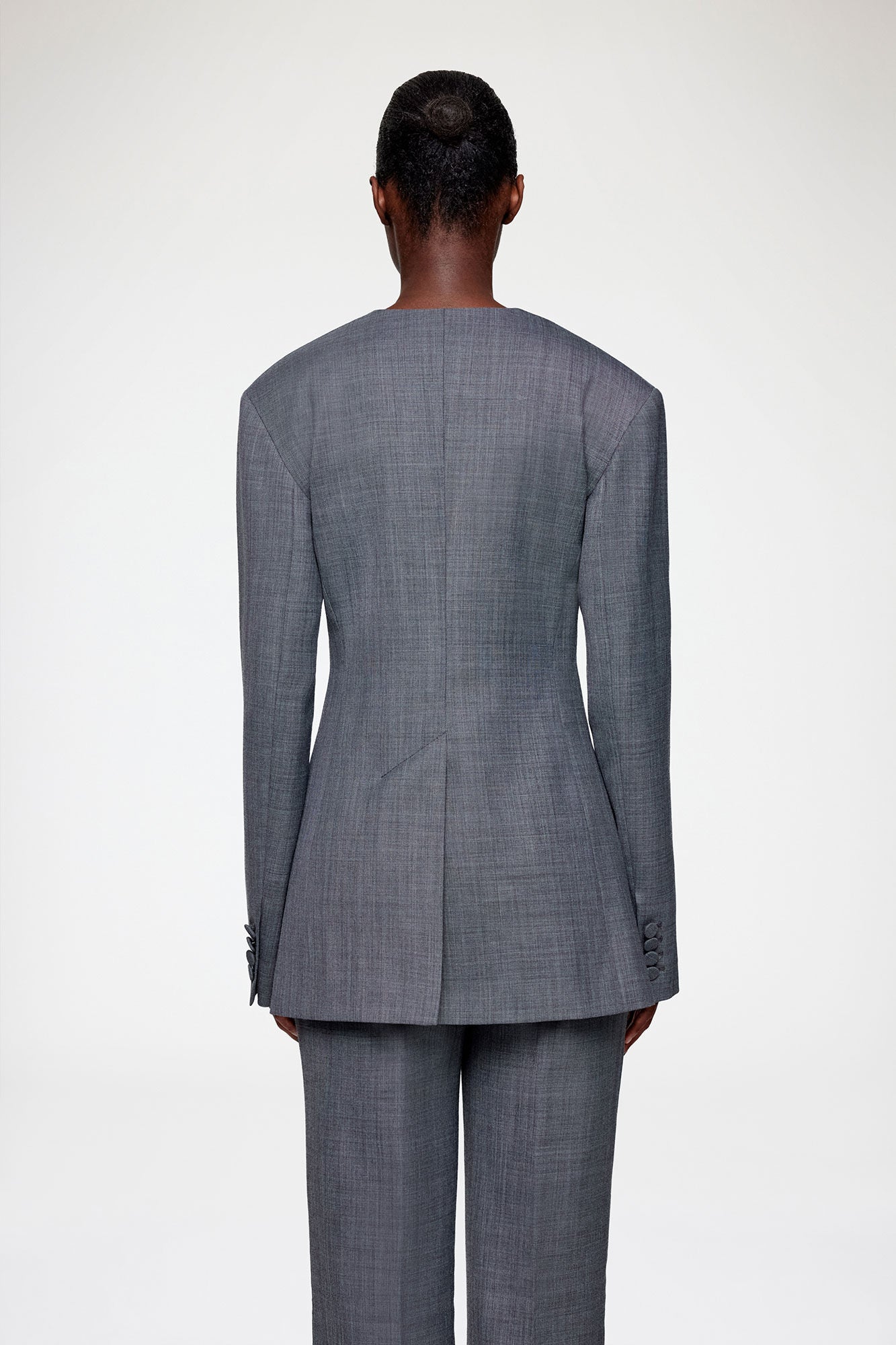 Blazer in Grey Wool Melange - GANNI