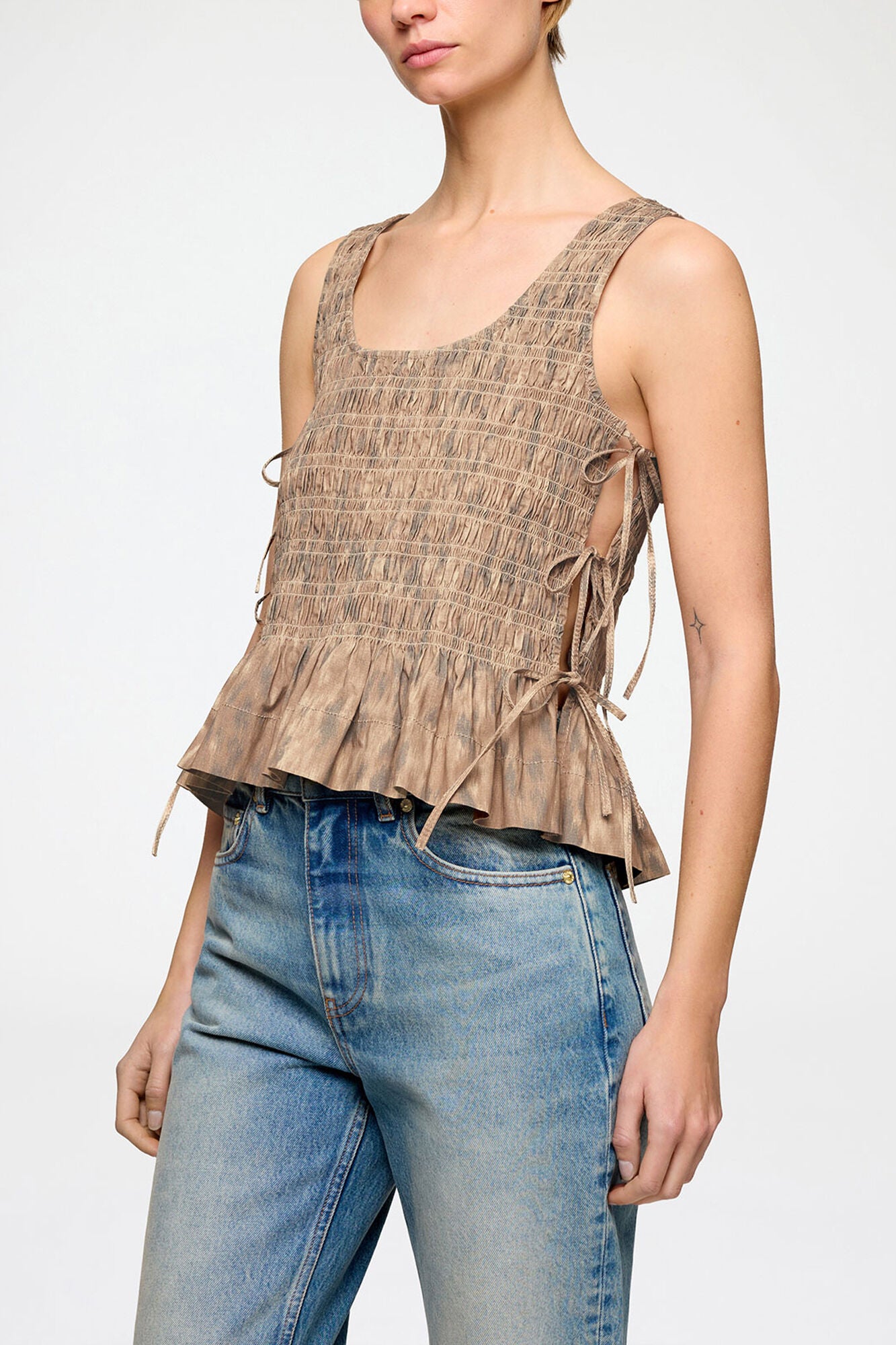 Smock Top in Printed Stretch - GANNI