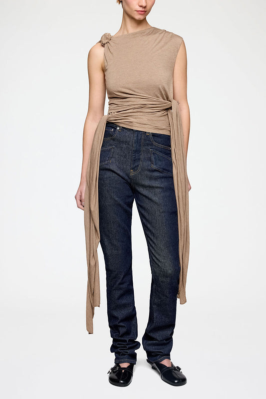 Top in Beige Jersey - GANNI