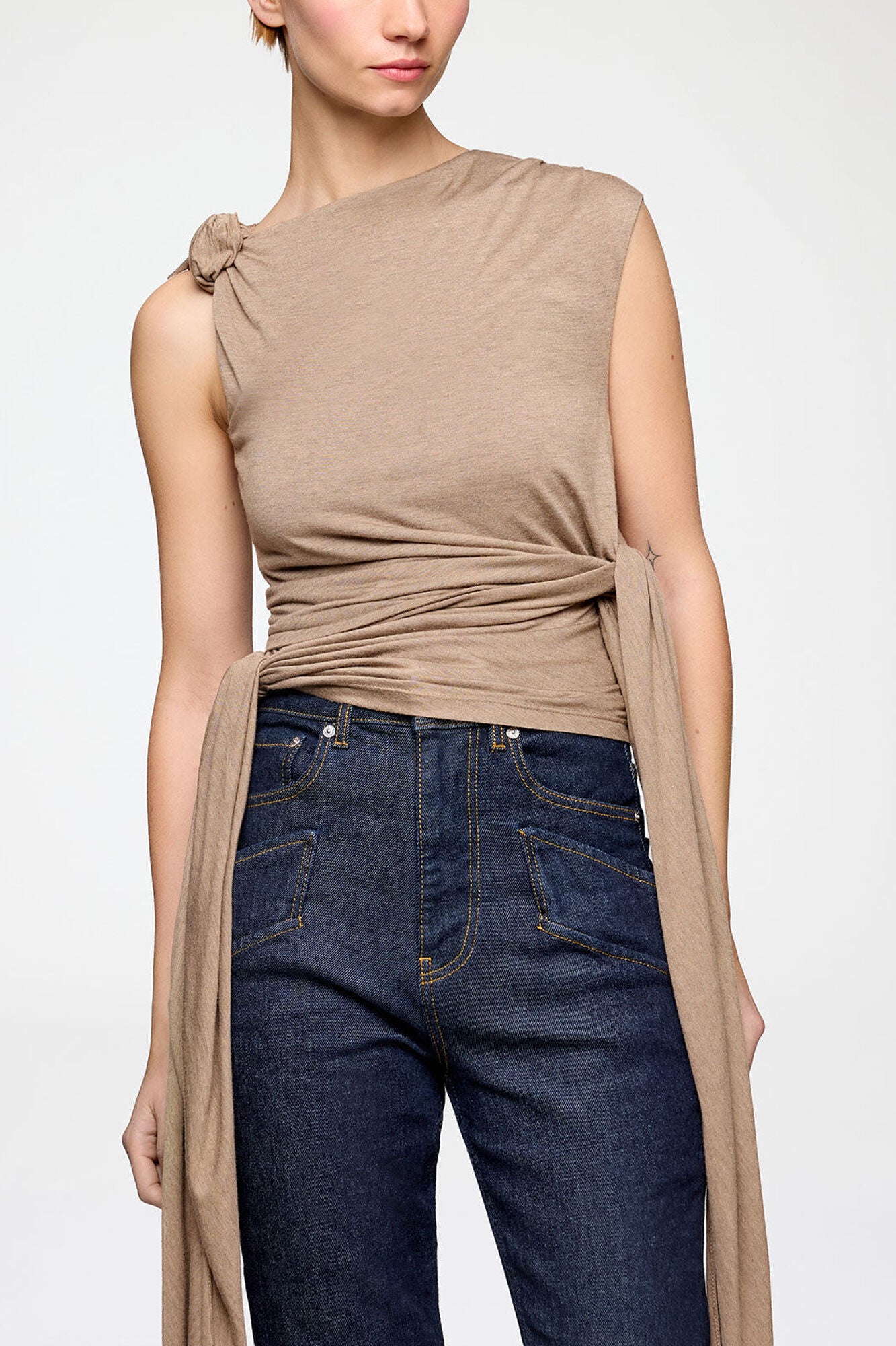 Top in Beige Jersey - GANNI