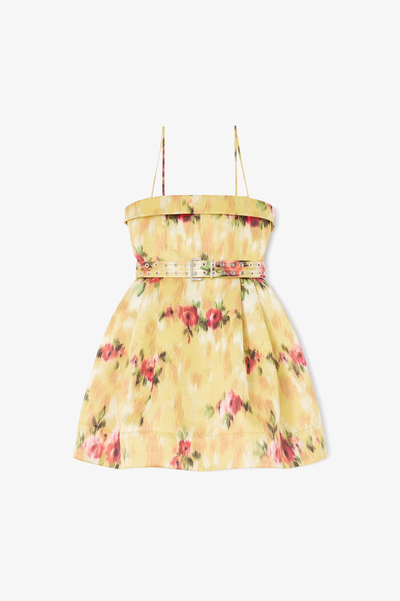 Dress in Yellow Printed Satin - GANNI