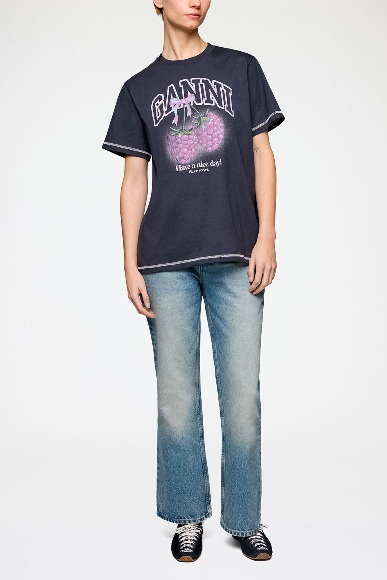T-shirt with Raspberries - GANNI