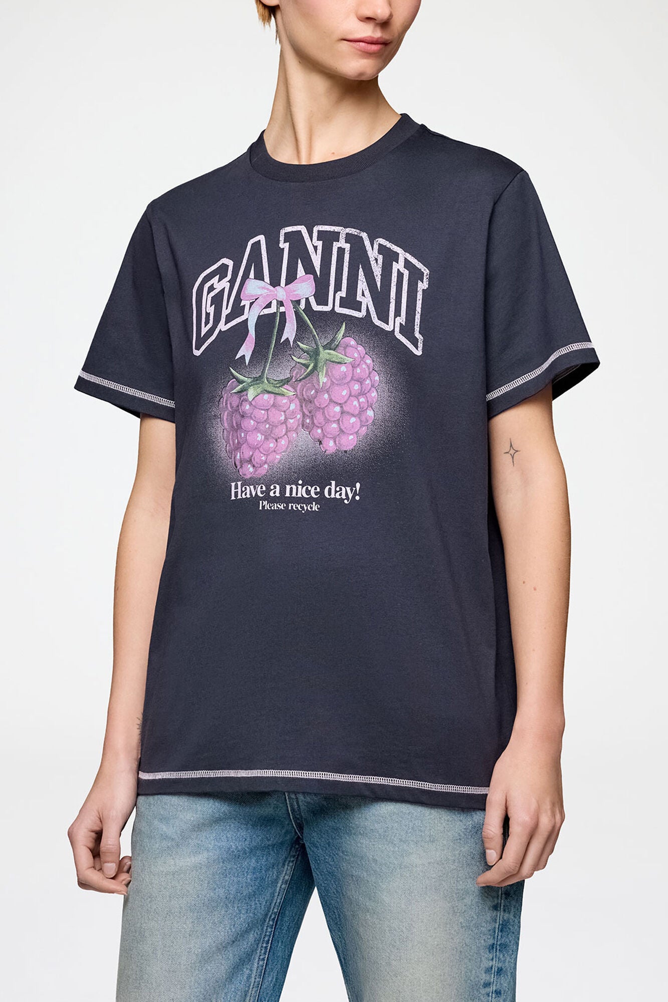 T-shirt with Raspberries - GANNI