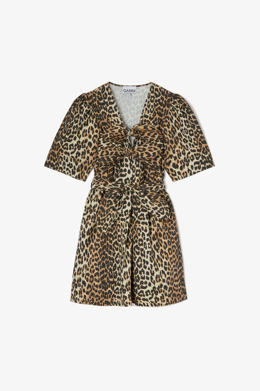 Leopard Cotton Mini Dress - GANNI