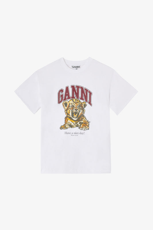 White Beaded Tiger T-shirt - GANNI