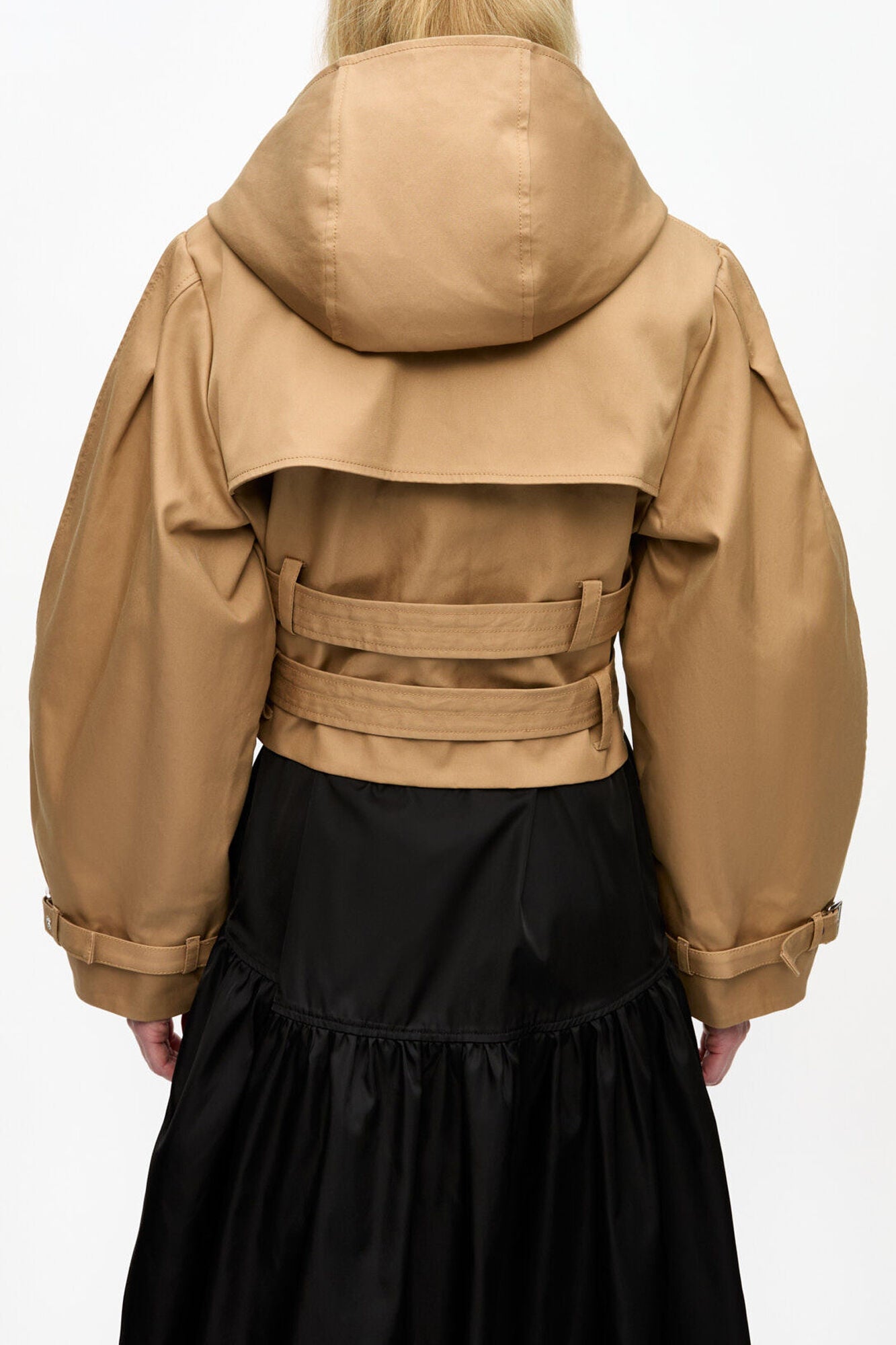 Camel Bonded Cotton Short Trench Jacket - GANNI