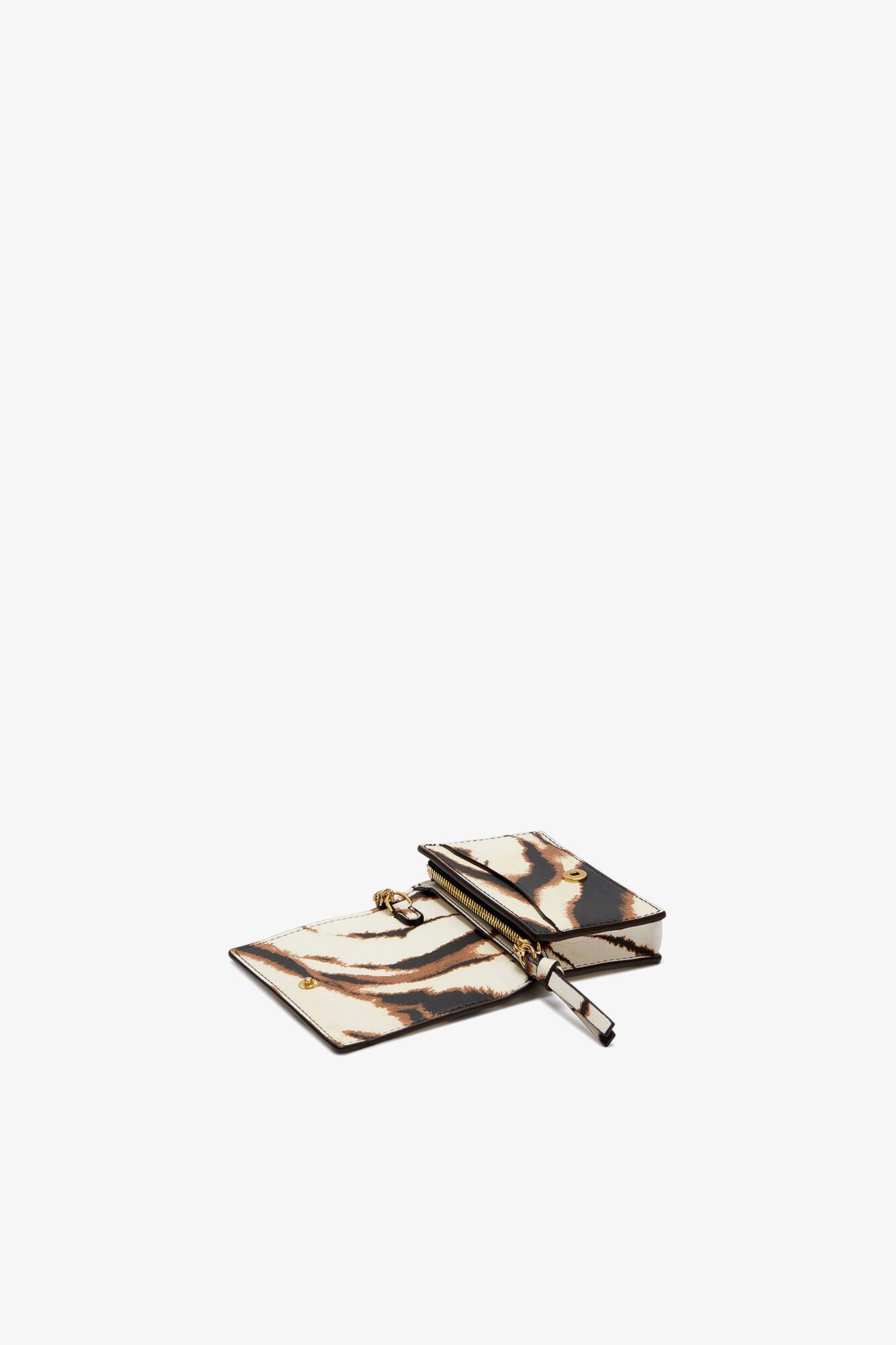 Egret Bou Card Holder With Flap in Zebra - GANNI