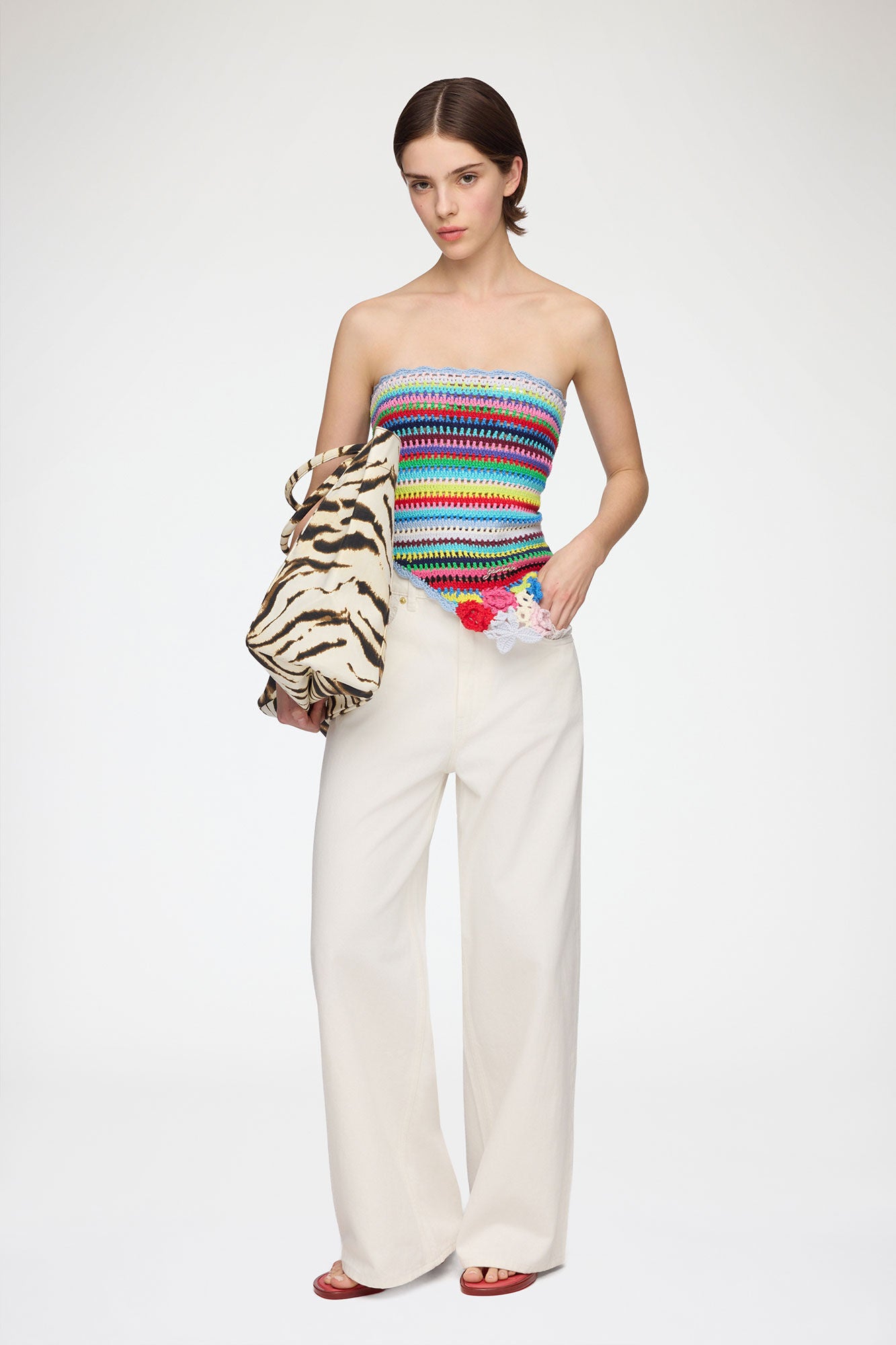 Scarf in Striped Crochet - GANNI