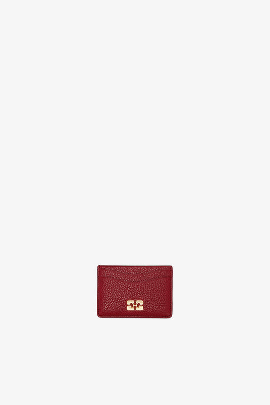 Red Dahlia Bou Card Holder in Grained Red - GANNI