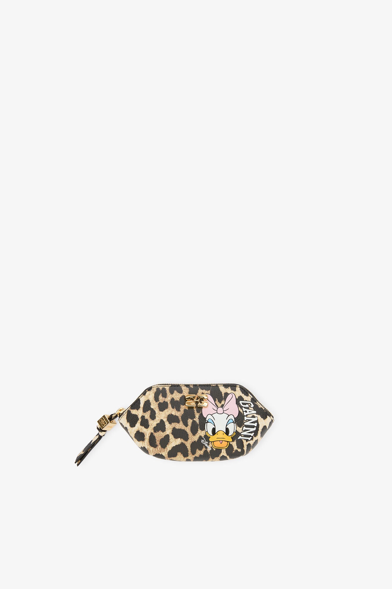 Almond Milk Daisy Duck Leopard Coin Purse - GANNI