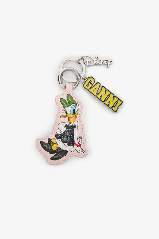 Chalk Pink Daisy Duck Pink Keyring - GANNI