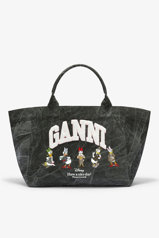Black Oyster Daisy Duck Bleached XXL Tote - GANNI