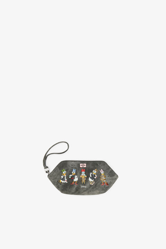 Black Oyster Daisy Duck Bleached Make-Up Pouch - GANNI