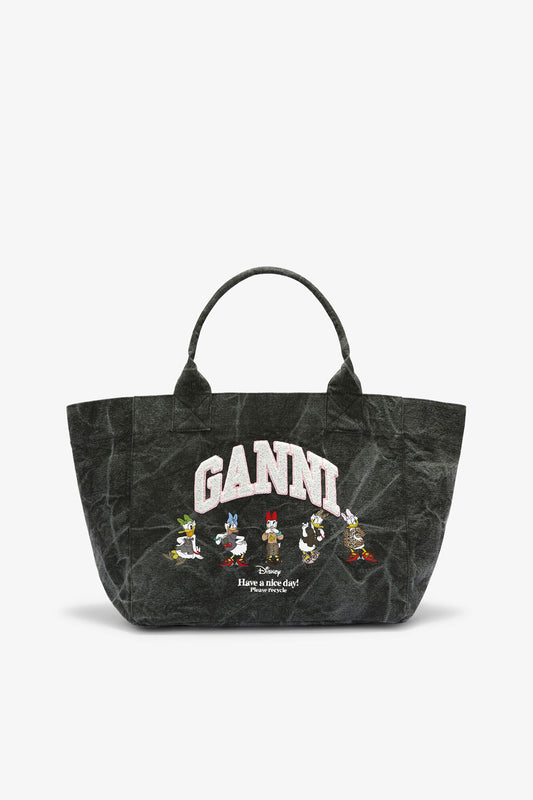 Black Oyster Daisy Duck Bleached Medium Tote - GANNI