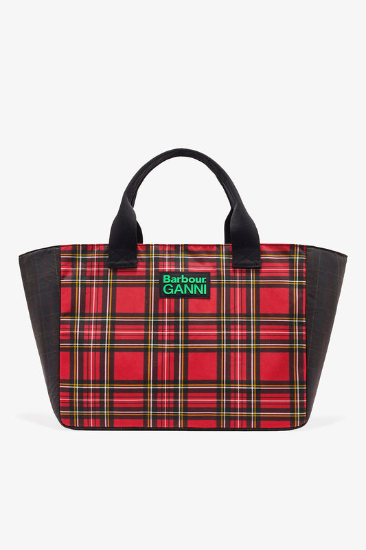 Dark Green Red Tartan Tote - GANNI