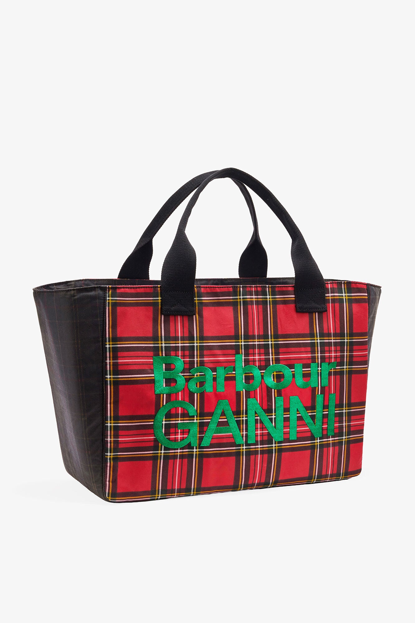 Dark Green Red Tartan Tote - GANNI