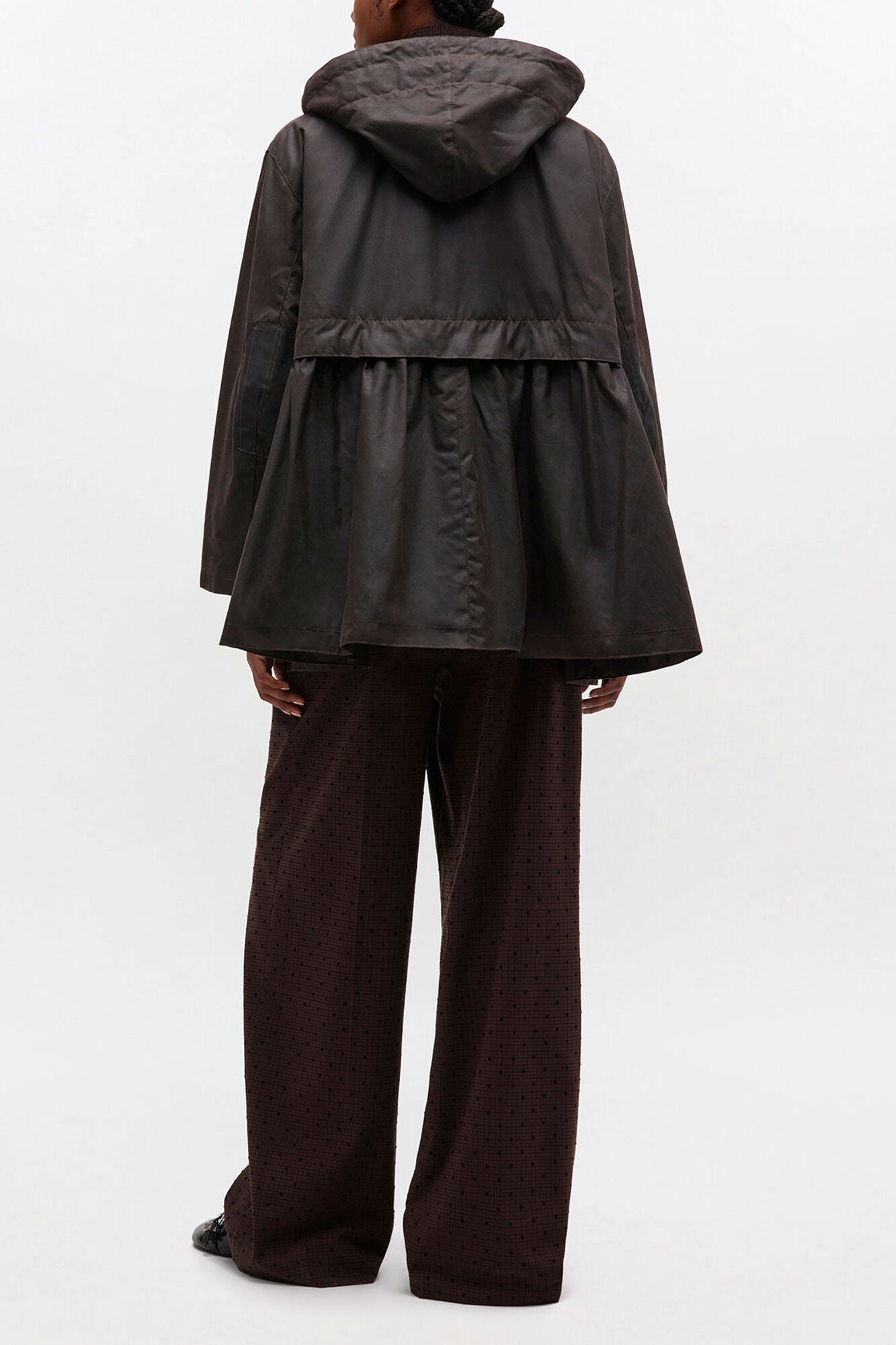 Peplum Wax Jacket in Green - GANNI