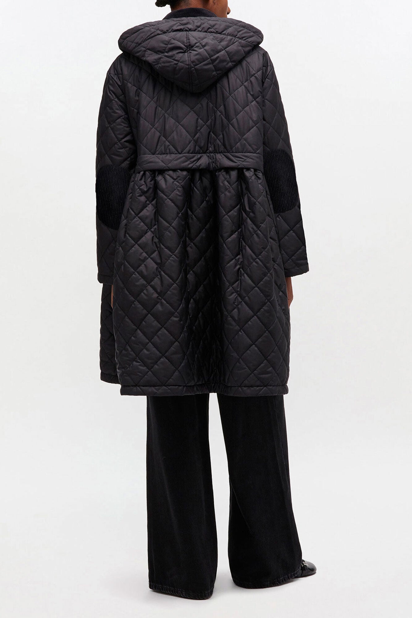 Quilted Long Coat in Black - GANNI