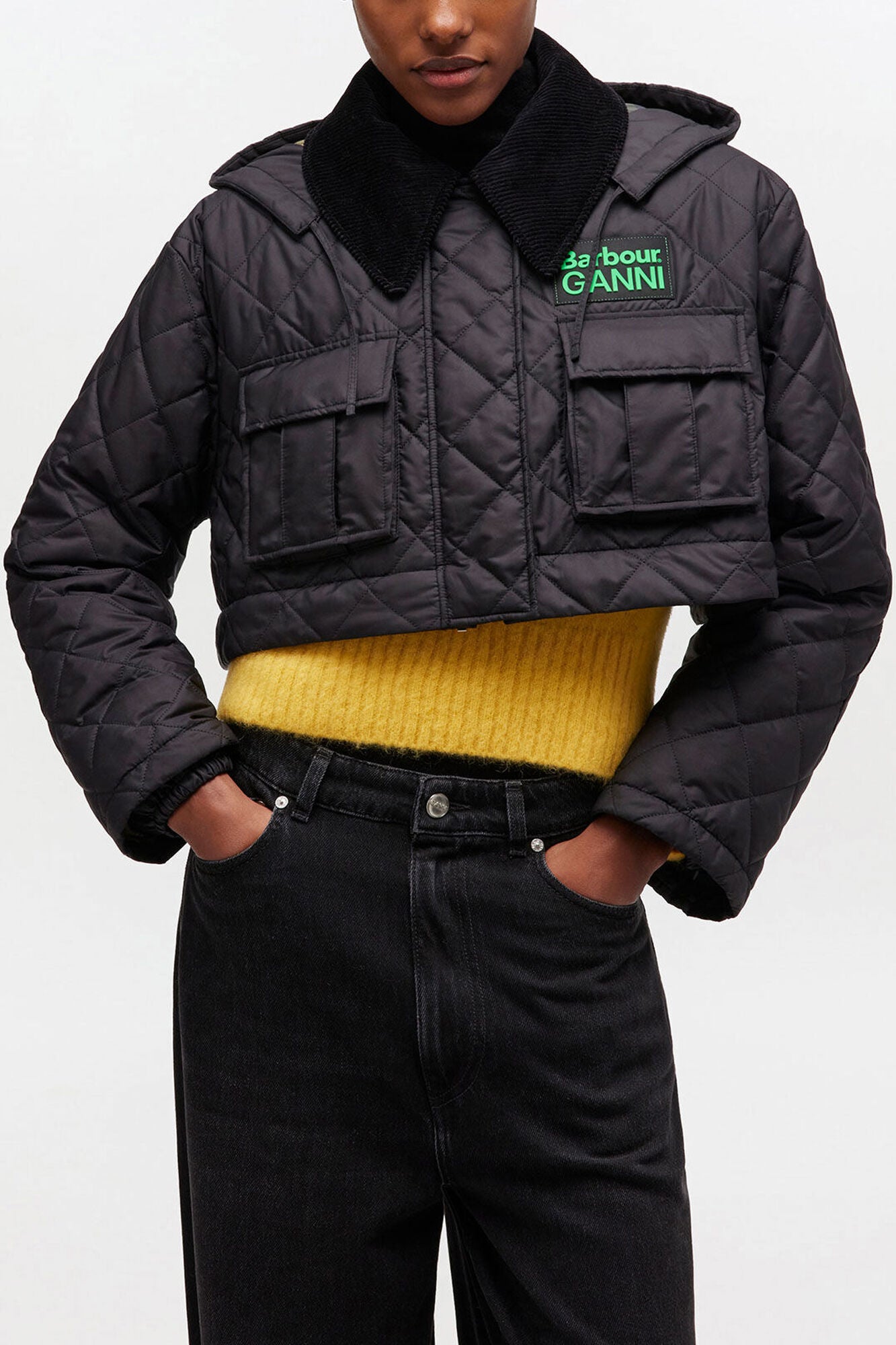 Quilted Long Coat in Black - GANNI