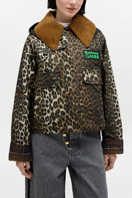 Short Wax Jacket in Leopard - GANNI