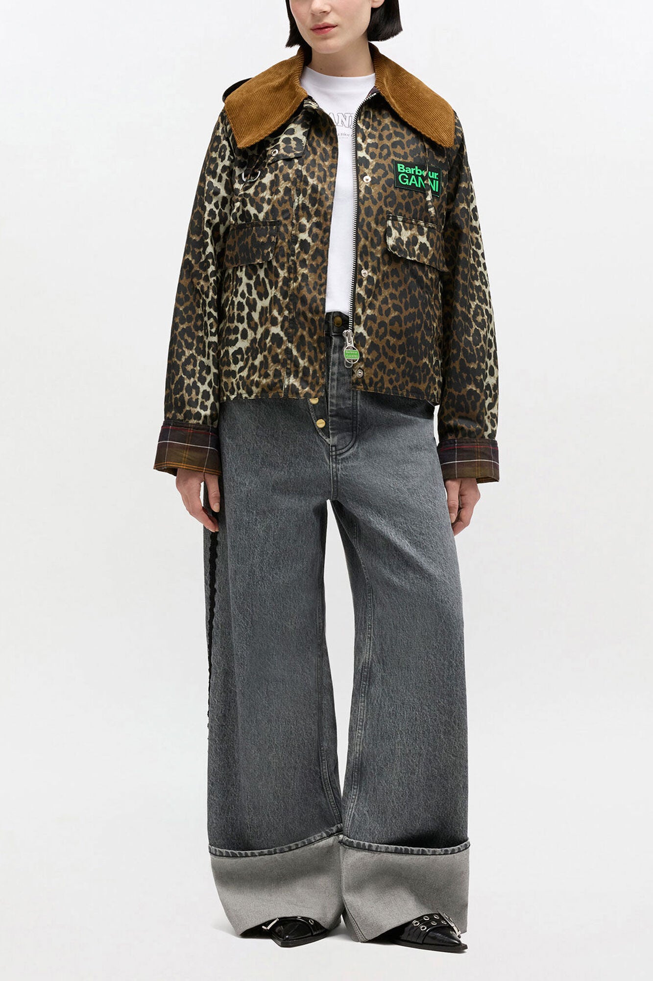Short Wax Jacket in Leopard - GANNI