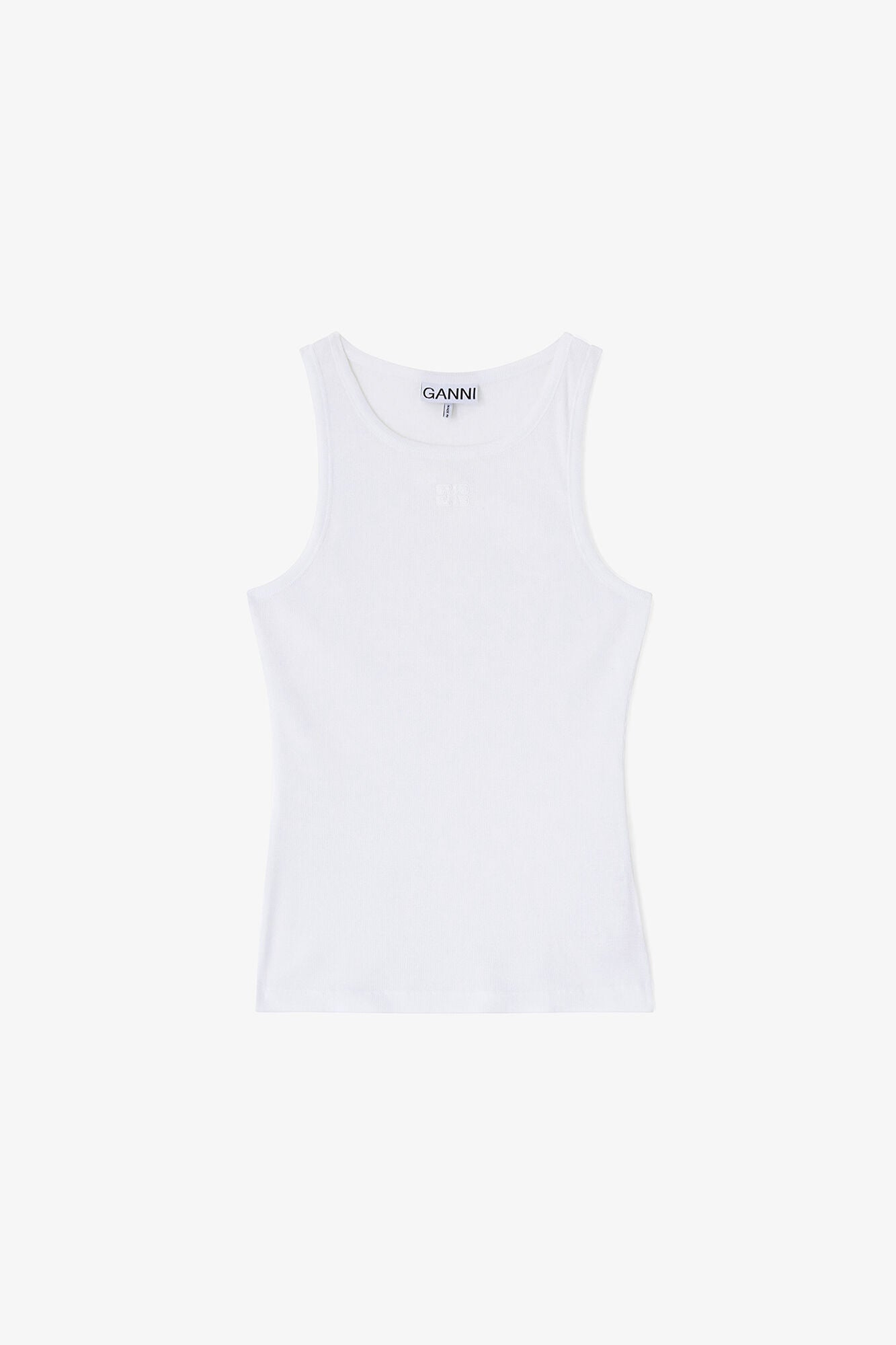 White Soft Cotton Rib Tank Top - GANNI