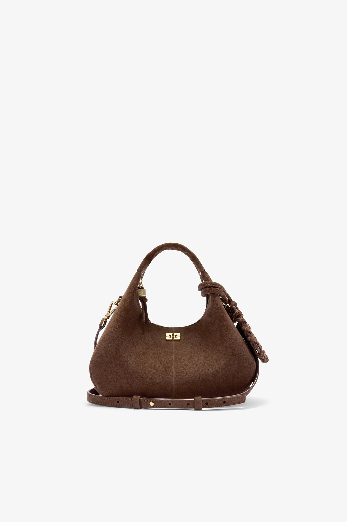 Chicory Coffee Brown Suede Mini Hobo Bag - GANNI