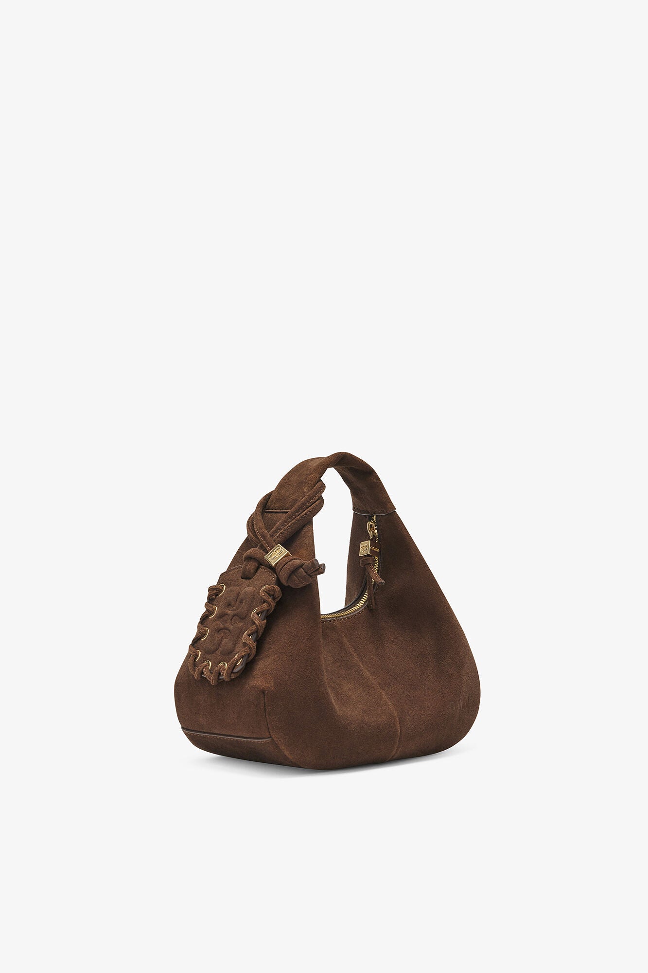 Chicory Coffee Brown Suede Mini Hobo Bag - GANNI