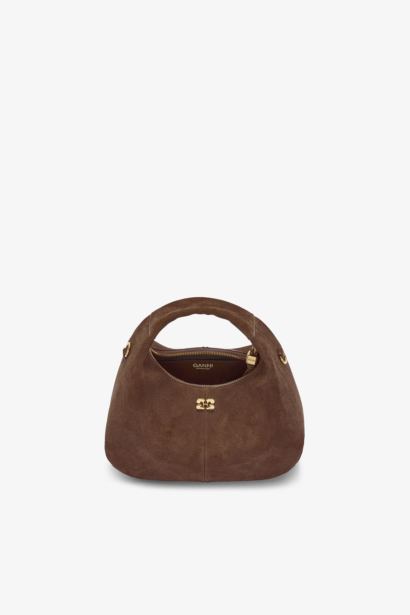 Chicory Coffee Brown Suede Mini Hobo Bag - GANNI