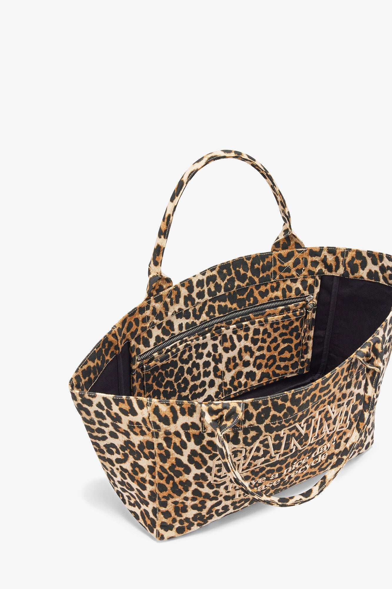 Almond Milk Leopard Medium Tote - GANNI