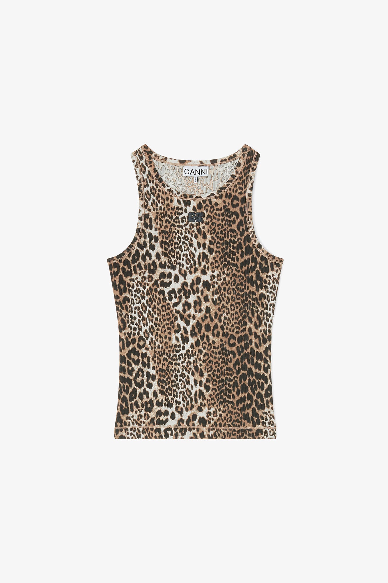 Leopard Rib Tank Top - GANNI
