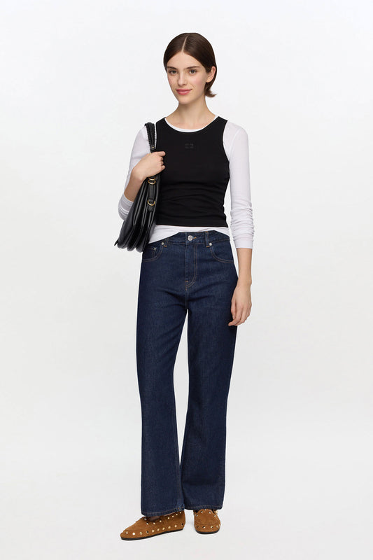 Betzy Cropped Jeans in Dark Rinse Denim - GANNI