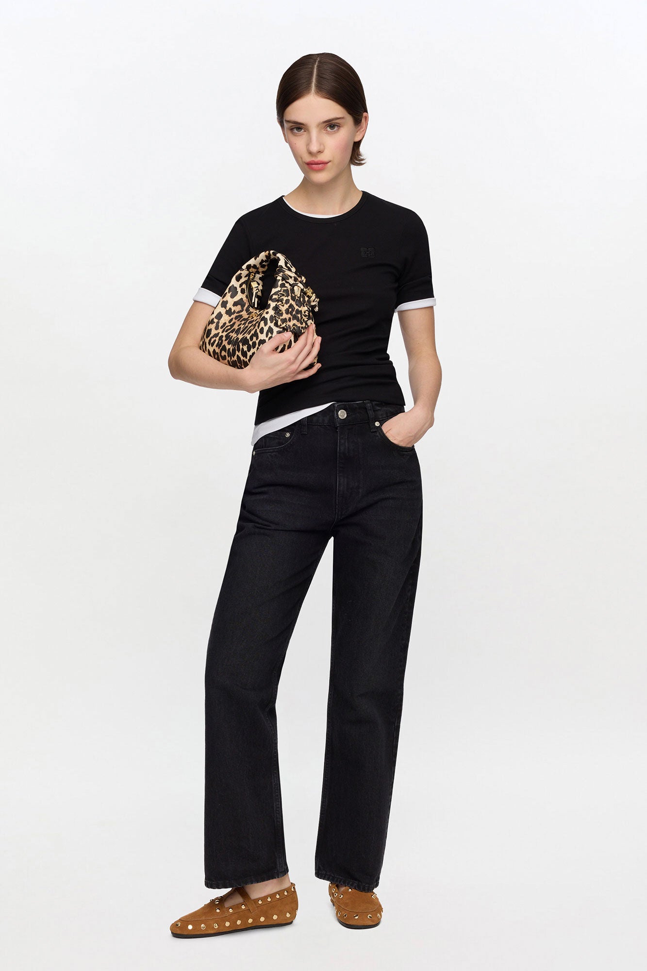 Betzy Cropped Jeans in Black Rigid Denim - GANNI