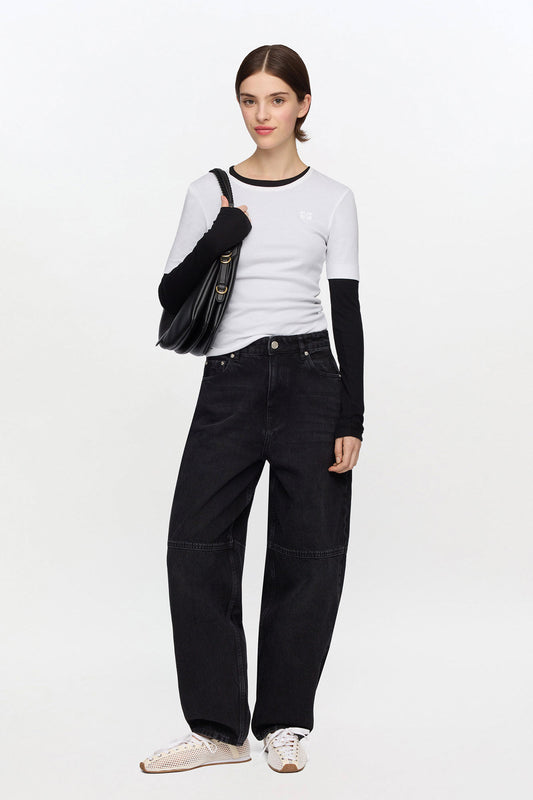 Stary Jeans in Black Rigid Denim - GANNI