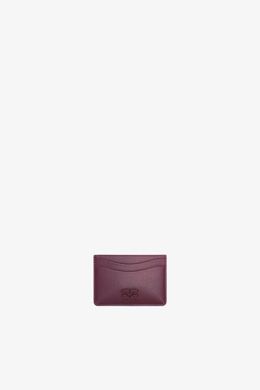 Burgundy Bou Card Holder in Burgundy - GANNI