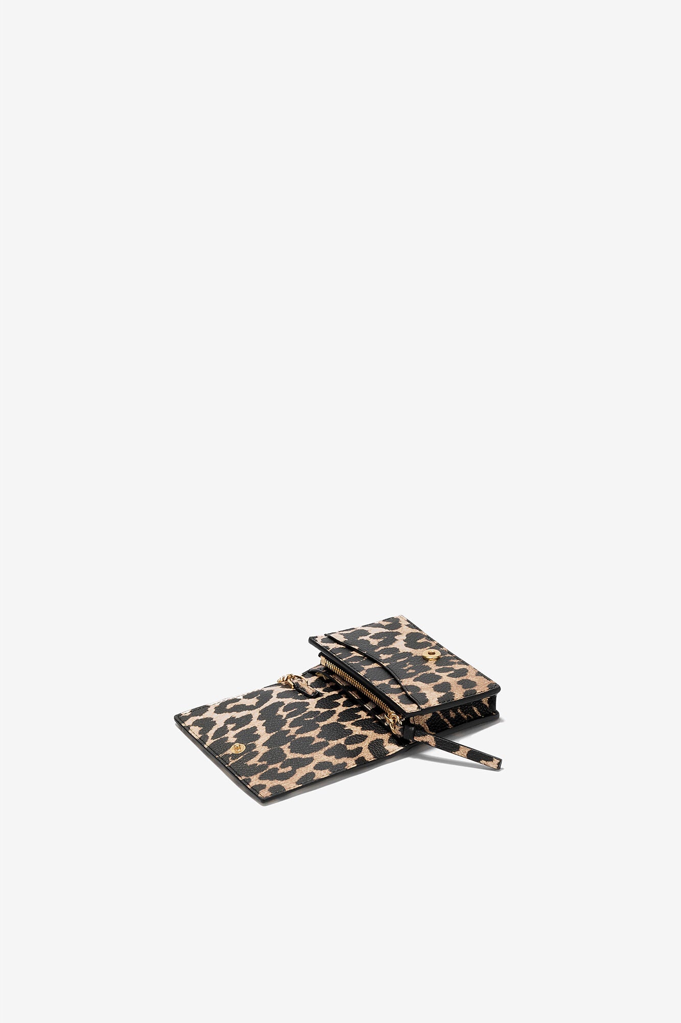 Almond Milk Leopard Grained Bou Card Holder With Flap - GANNI