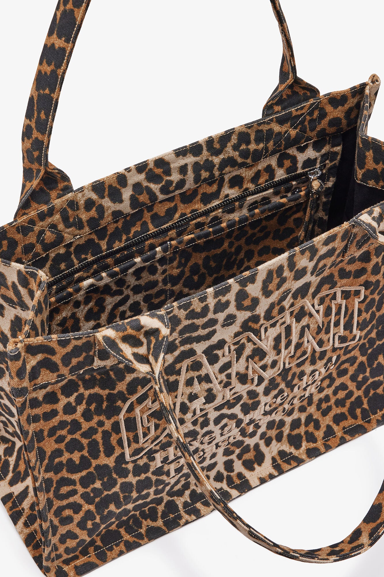 Leopard Leopard Large Canvas Tote Bag - GANNI