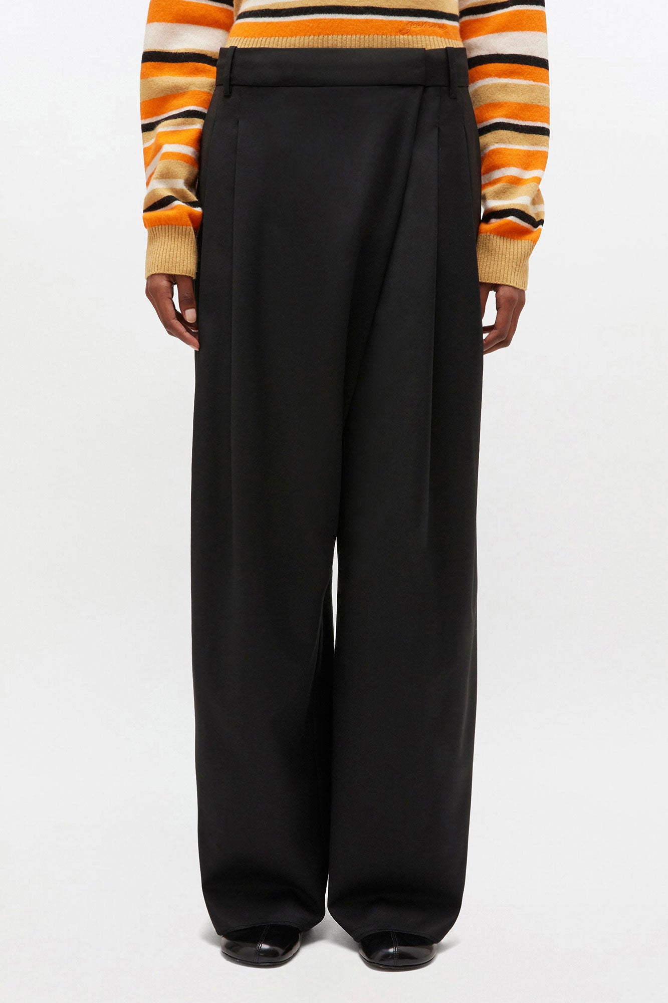Black Cross-over Pants - GANNI