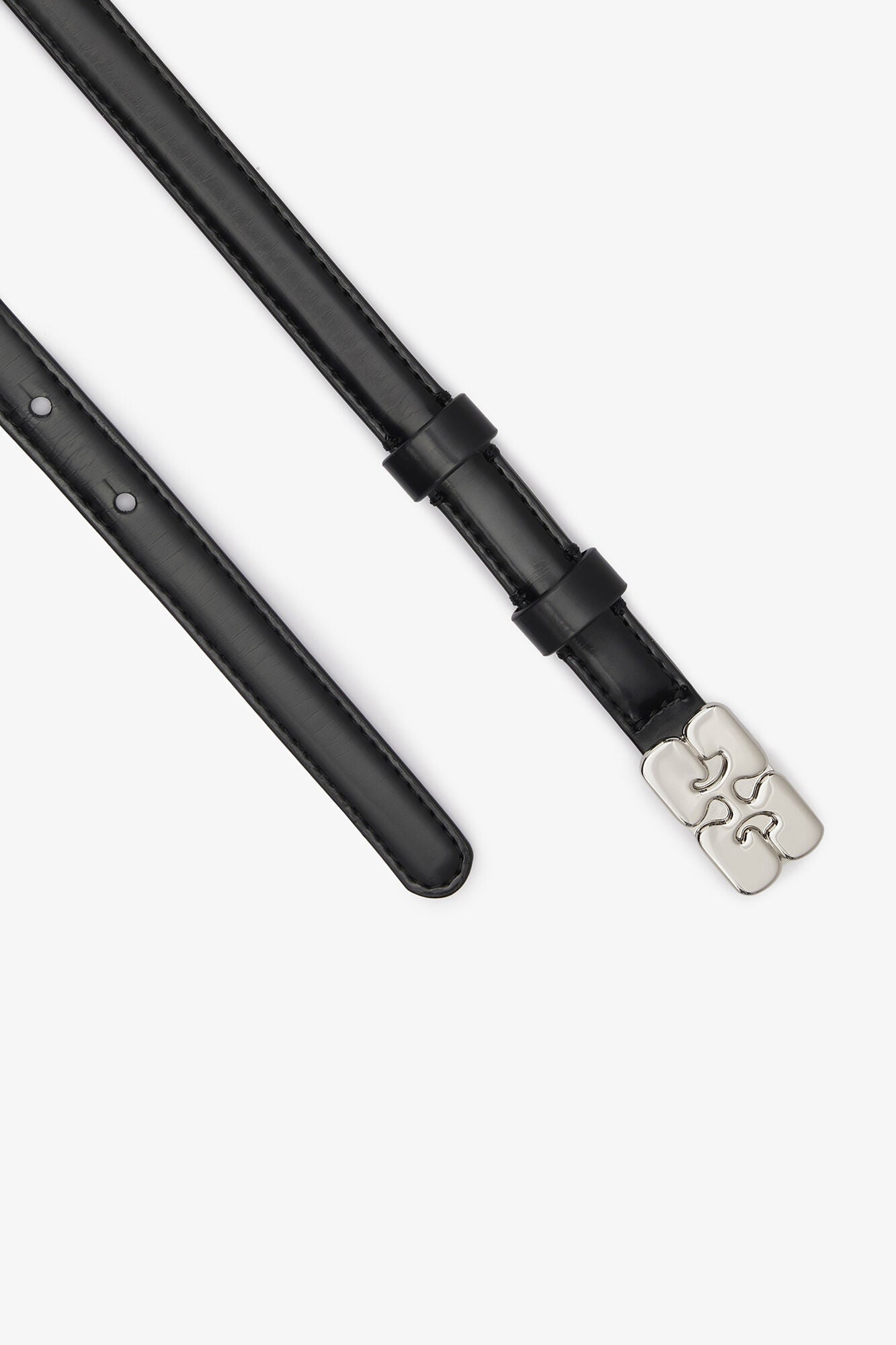 Kat Belt Small in Black Patent - GANNI