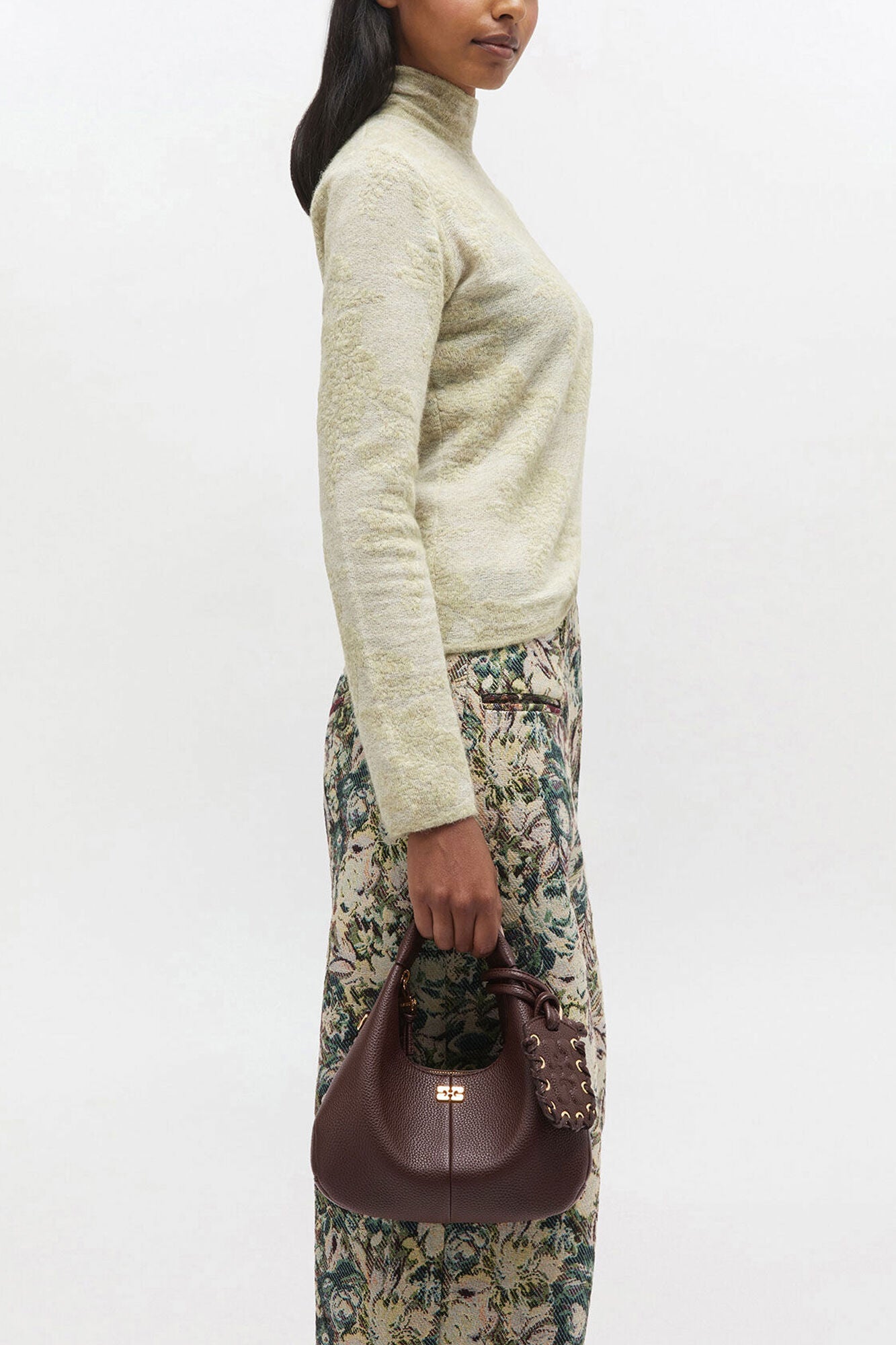 Chicory Coffee Brown Mini Hobo Bag - GANNI
