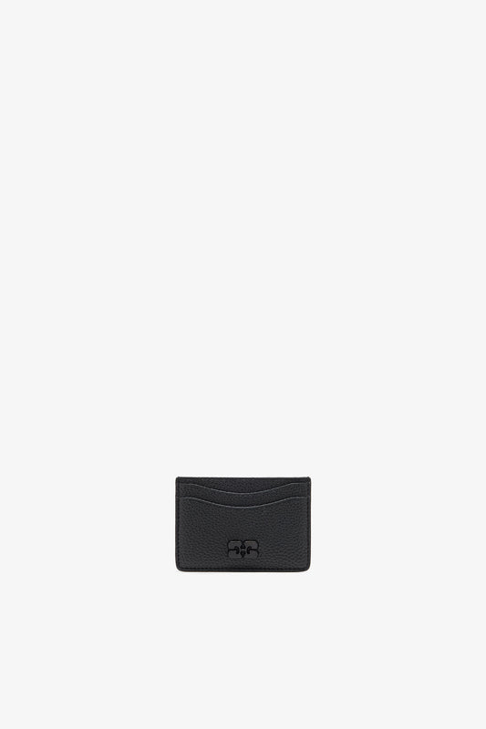 Black Card Holder in Grained Black - GANNI